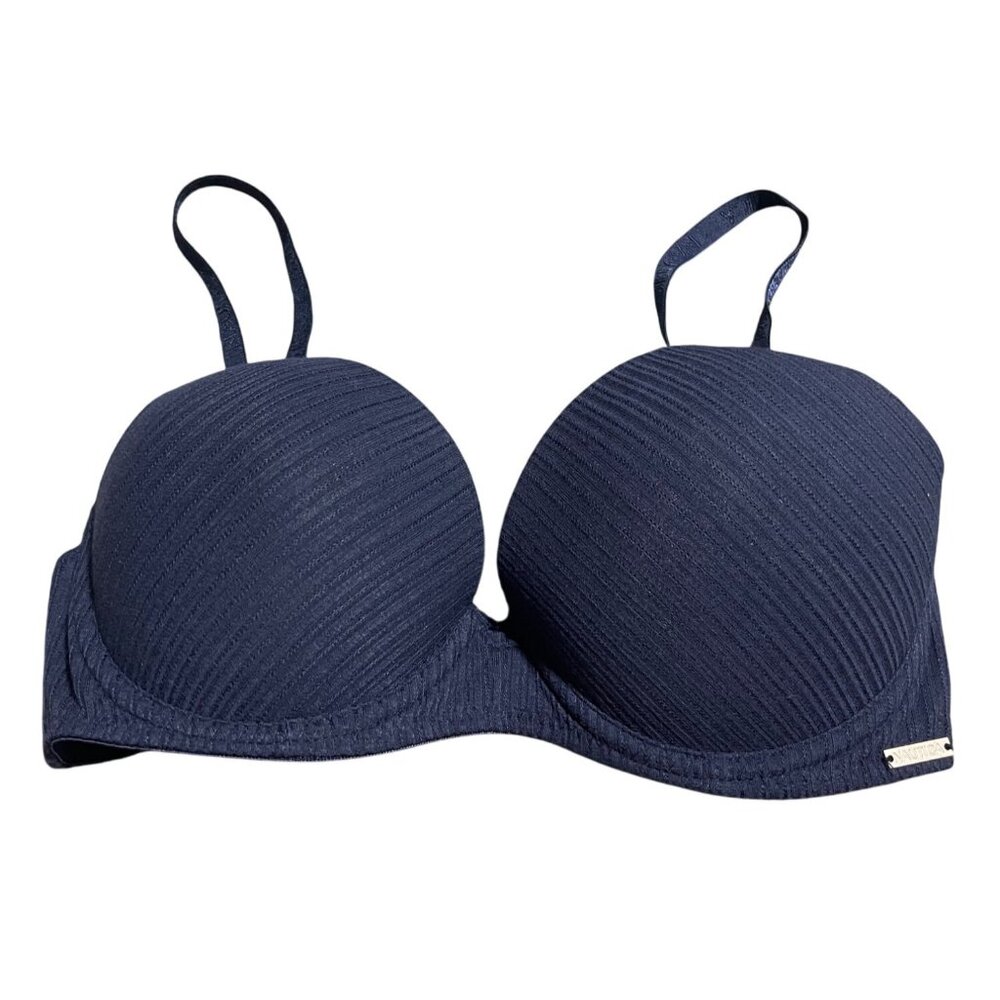 Nautica Womens Navy Padded Underwire Bra Adjustable Straps Size 36B